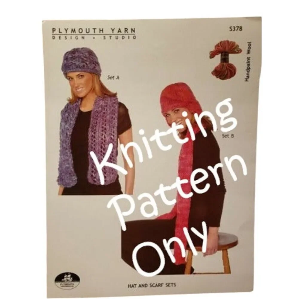 New Plymouth Yarn S378 Handpaint Wool Hat and Scarf Sets Knitting Pattern